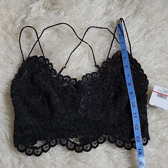 NEW! Free People Intimately Fp Celine Longline Lace Bralette Black - Picture 6 of 9